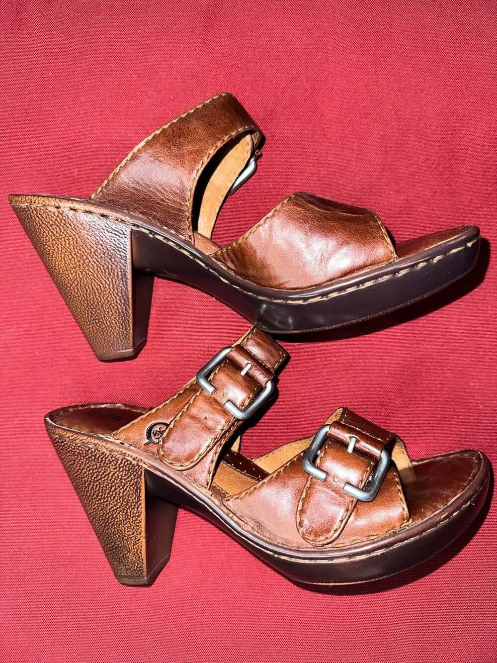 No.25 Women's Born Brown Leather Adjustable Strap Sandals Size 7